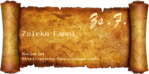 Zsirka Fanni névjegykártya